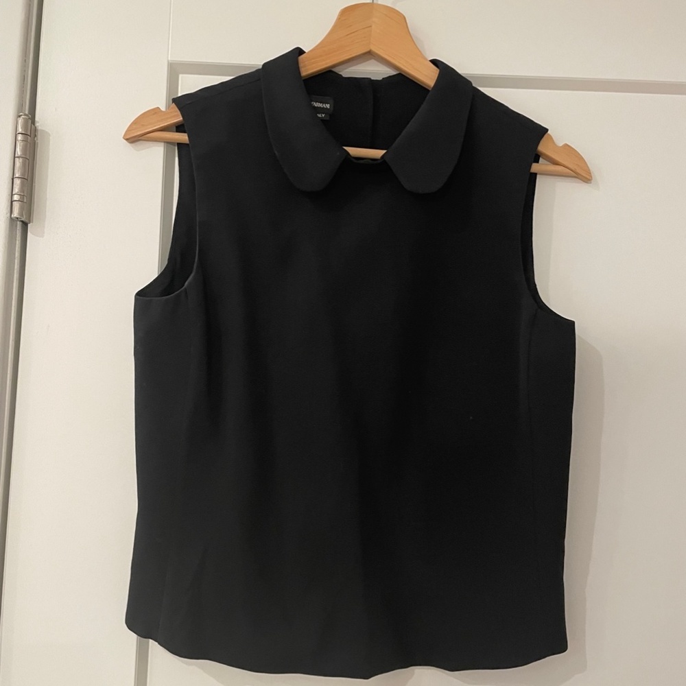 Giorgio Armani Black Sleeveless Collared Shell